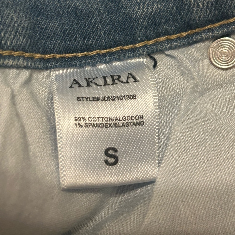 AKIRA Sweetheart Feather Detail Denim Mini Skirt In Medium Blue | Women’s S - Picture 6 of 7